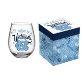 UNC Boxed Stemless Wine Glass